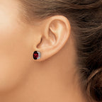 14k White Gold 9x7mm Oval Garnet Earrings