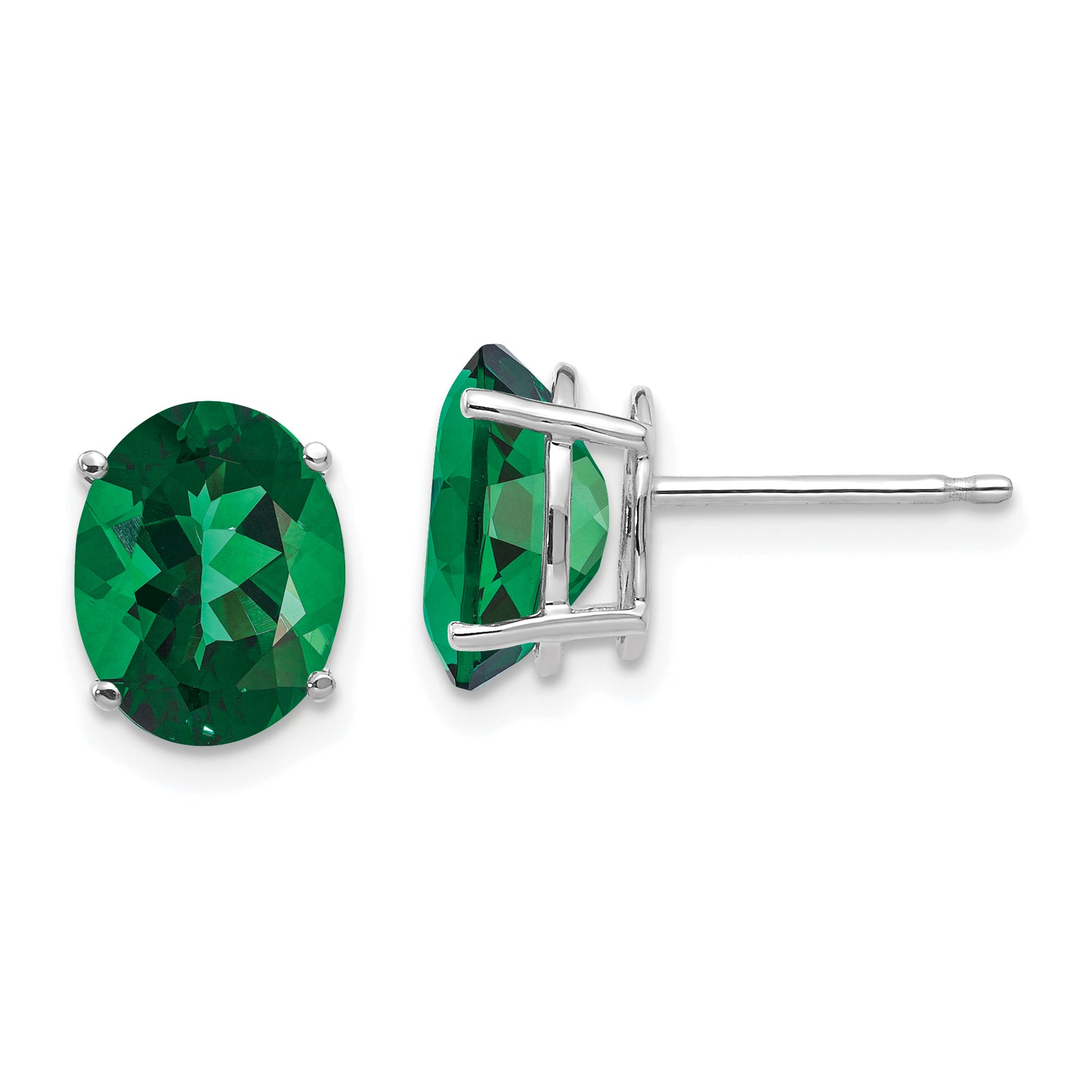 14k White Gold Mount St. Helens Oval Stud Earrings