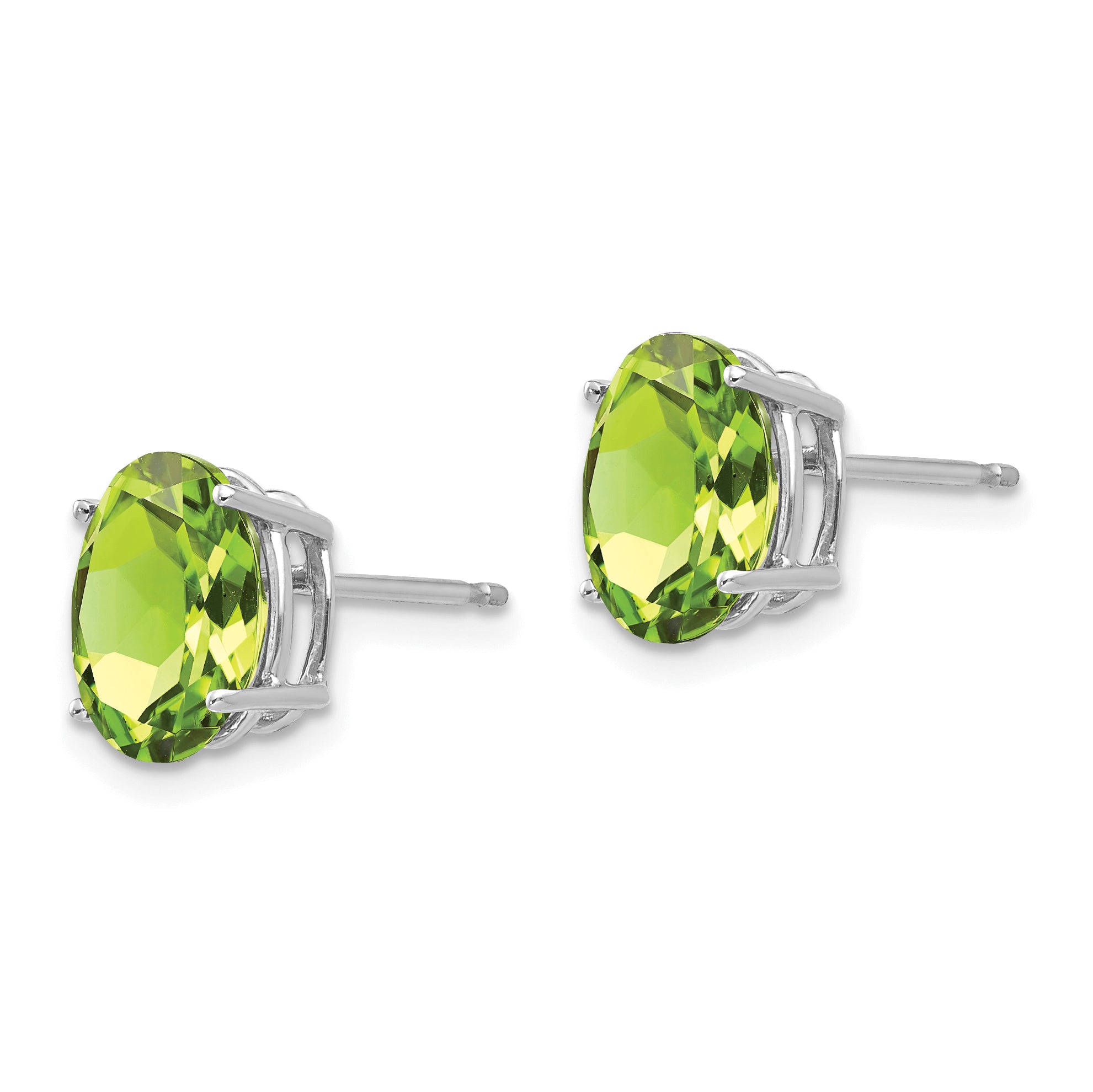 14k White Gold 9x7mm Oval Peridot Earrings Secondary image
