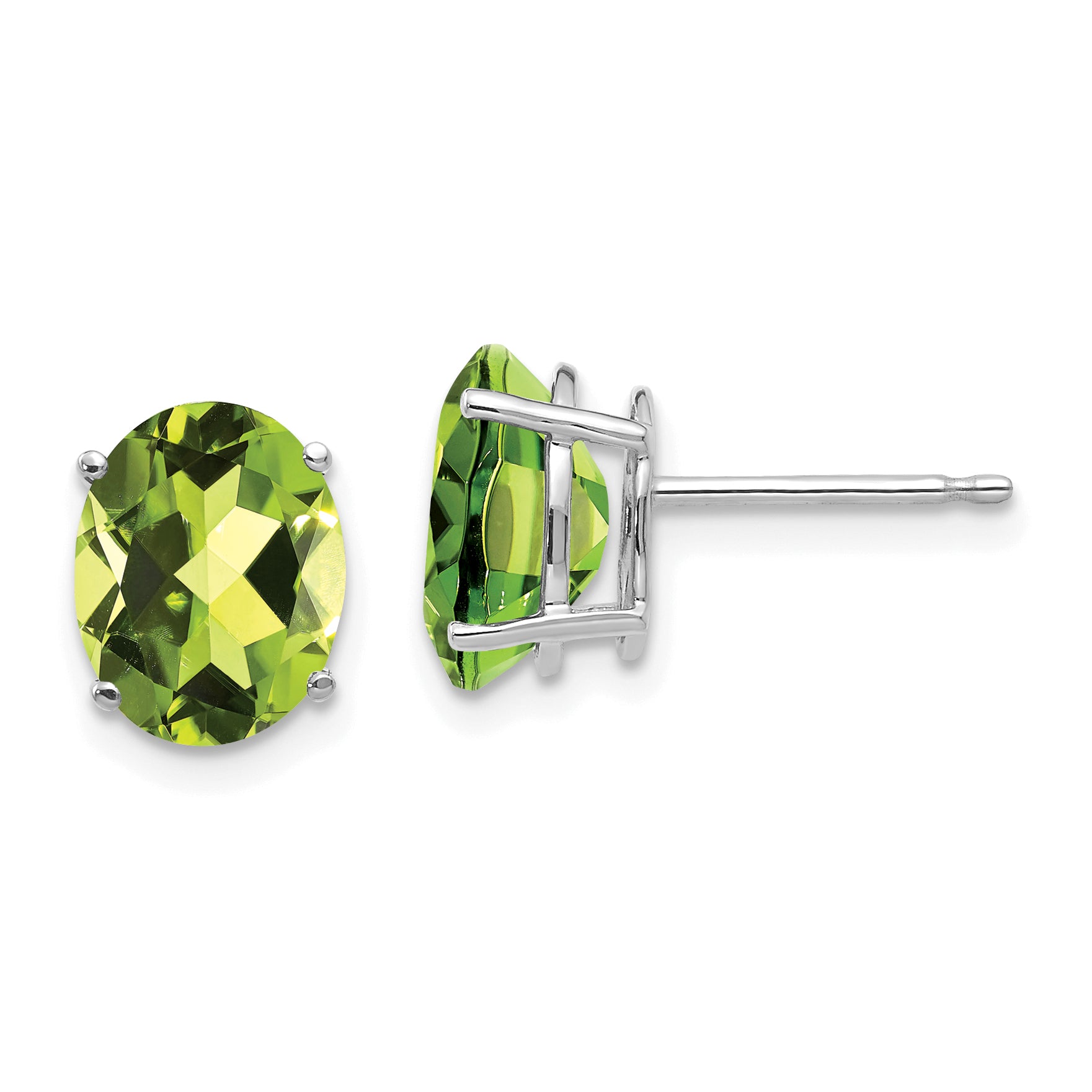 14k White Gold 9x7mm Oval Peridot Earrings Main image