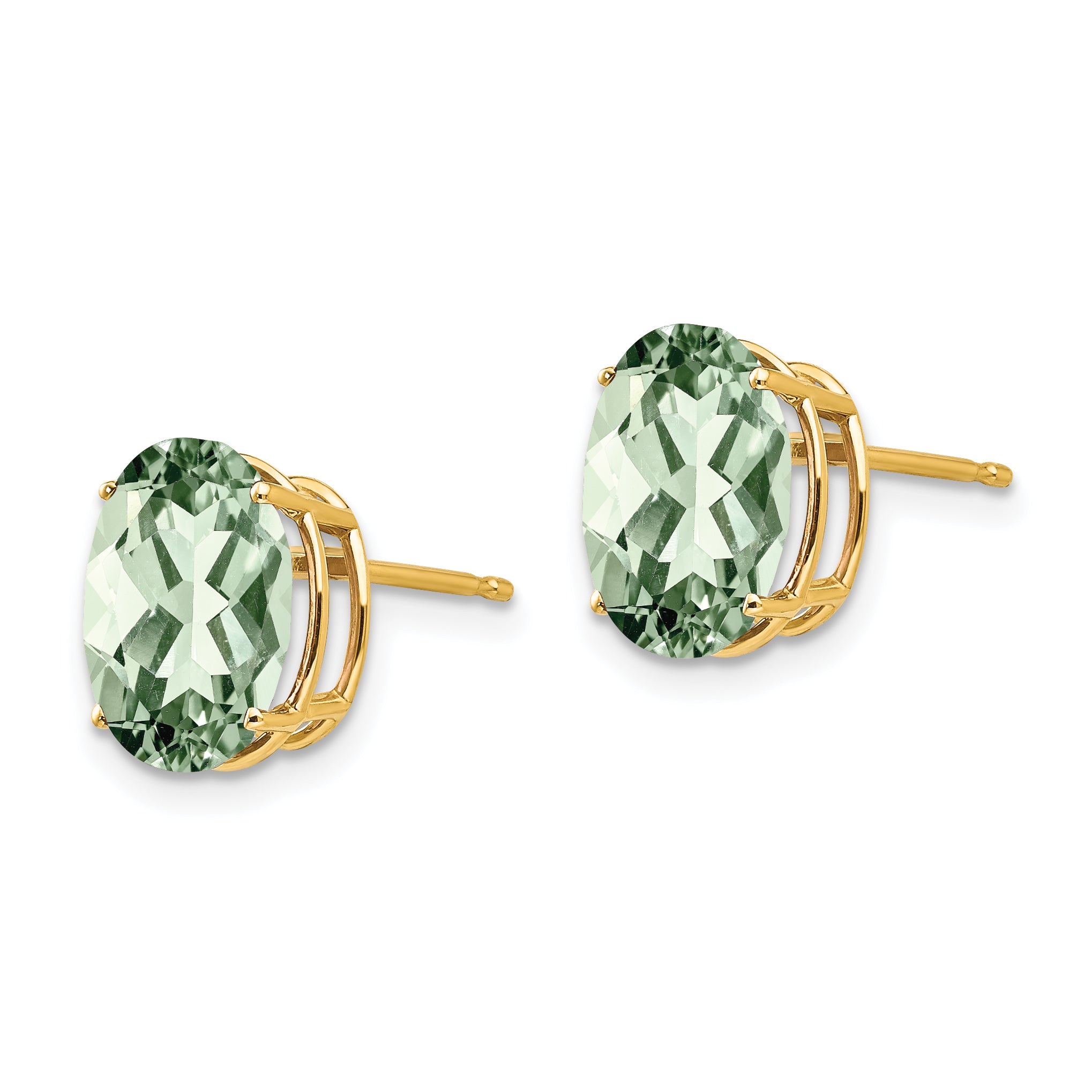 14k 10x8 Oval Green Quartz Earrings Secondary image