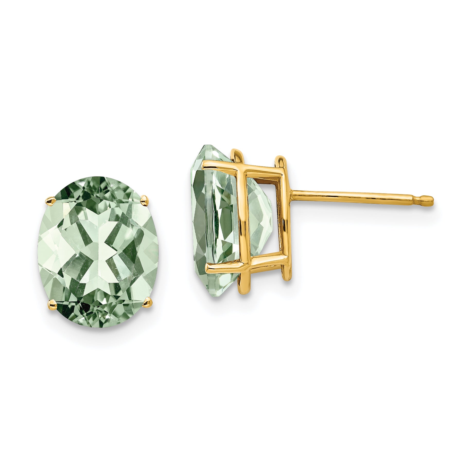 14k 10x8 Oval Green Quartz Earrings Main image
