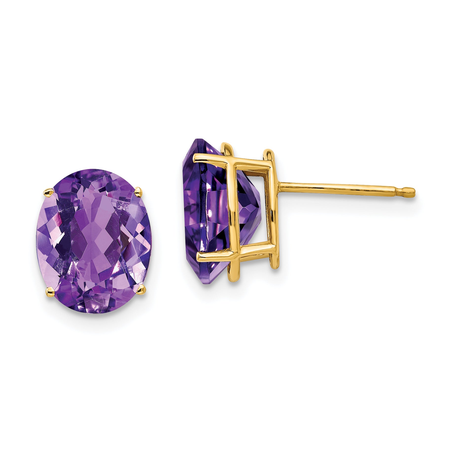 14k 10x8mm Oval Amethyst Earrings Main image