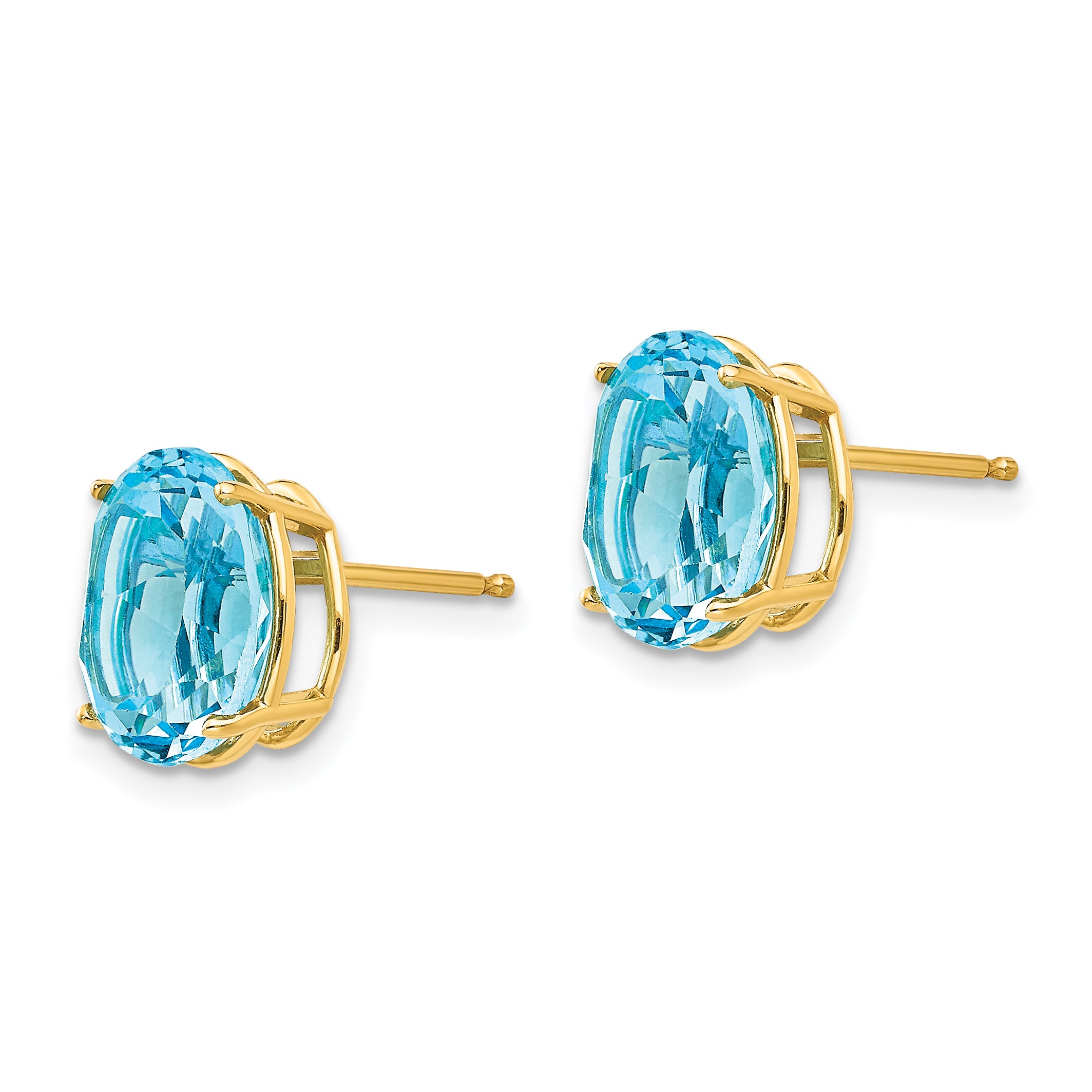 14k 10x8mm Oval Blue Topaz Earrings Secondary image