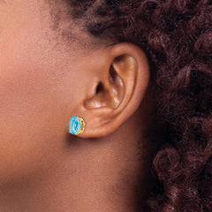 14k 10x8mm Oval Blue Topaz Earrings