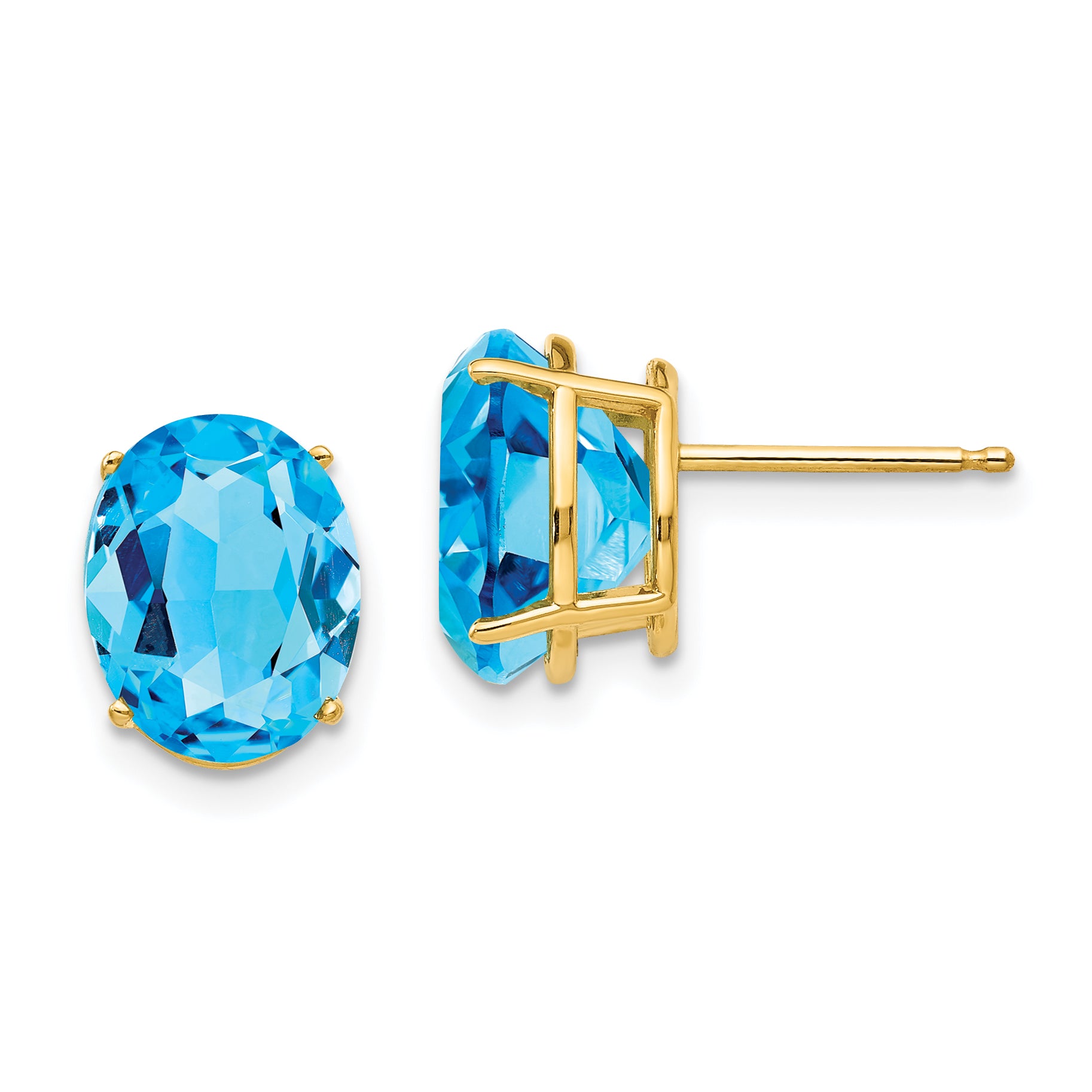 14k 10x8mm Oval Blue Topaz Earrings Main image