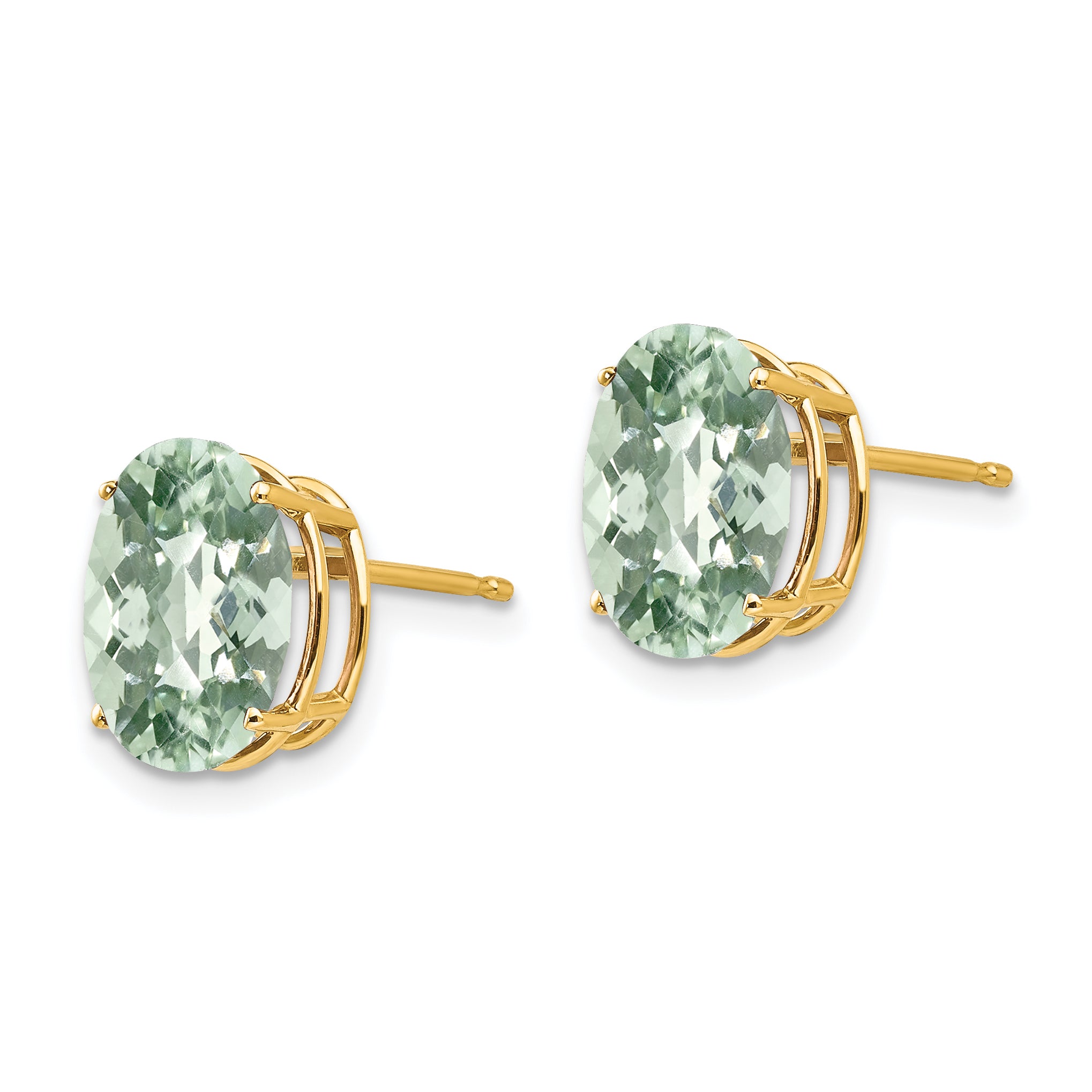 14k 10x8 Oval Checker-Cut Green Quartz Earrings Secondary image