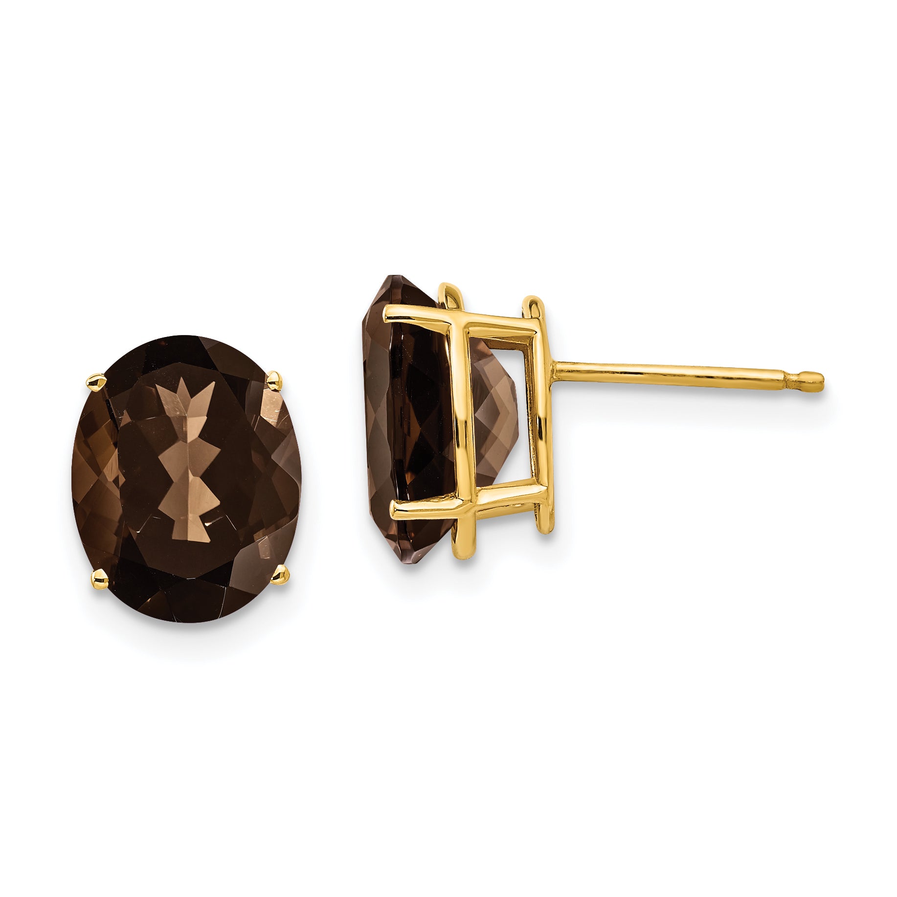 14k 10x8 Oval Smoky Quartz Earrings Main image