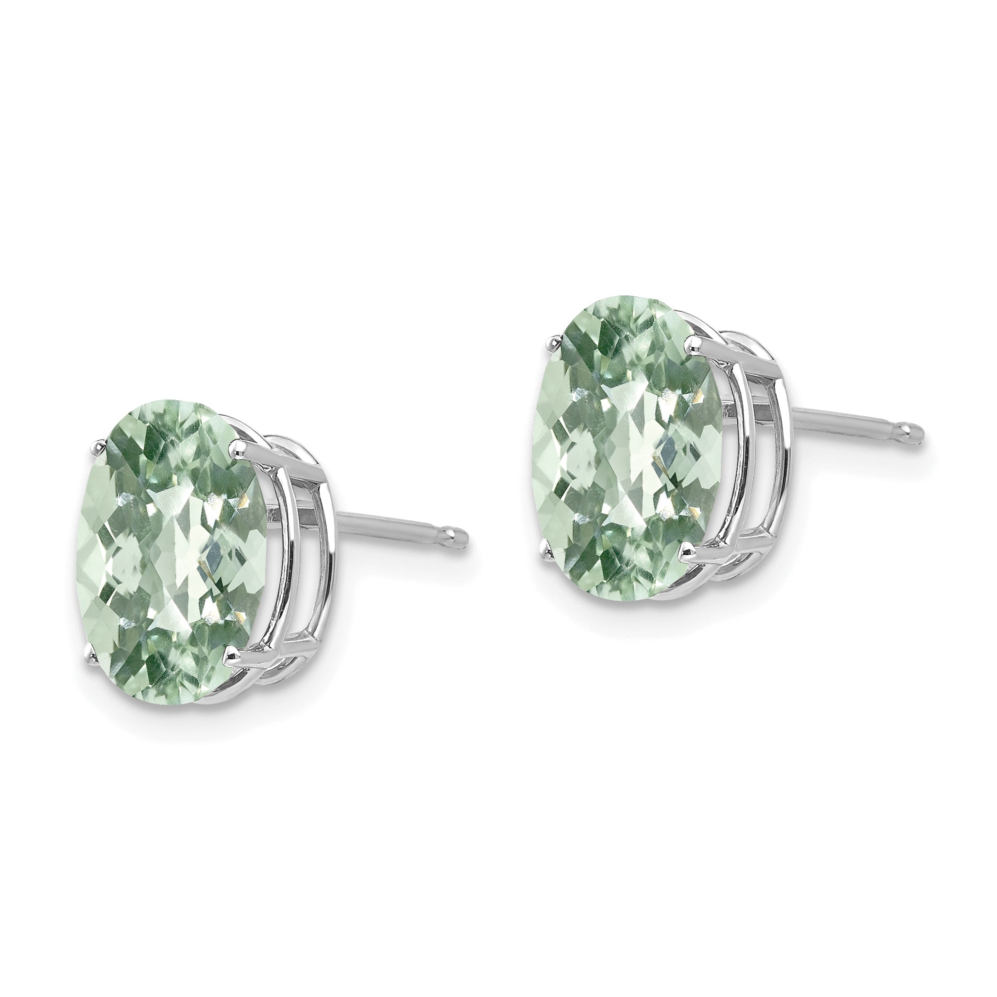 14kw 10x8 Oval Checker-Cut Green Quartz Earrings Secondary image
