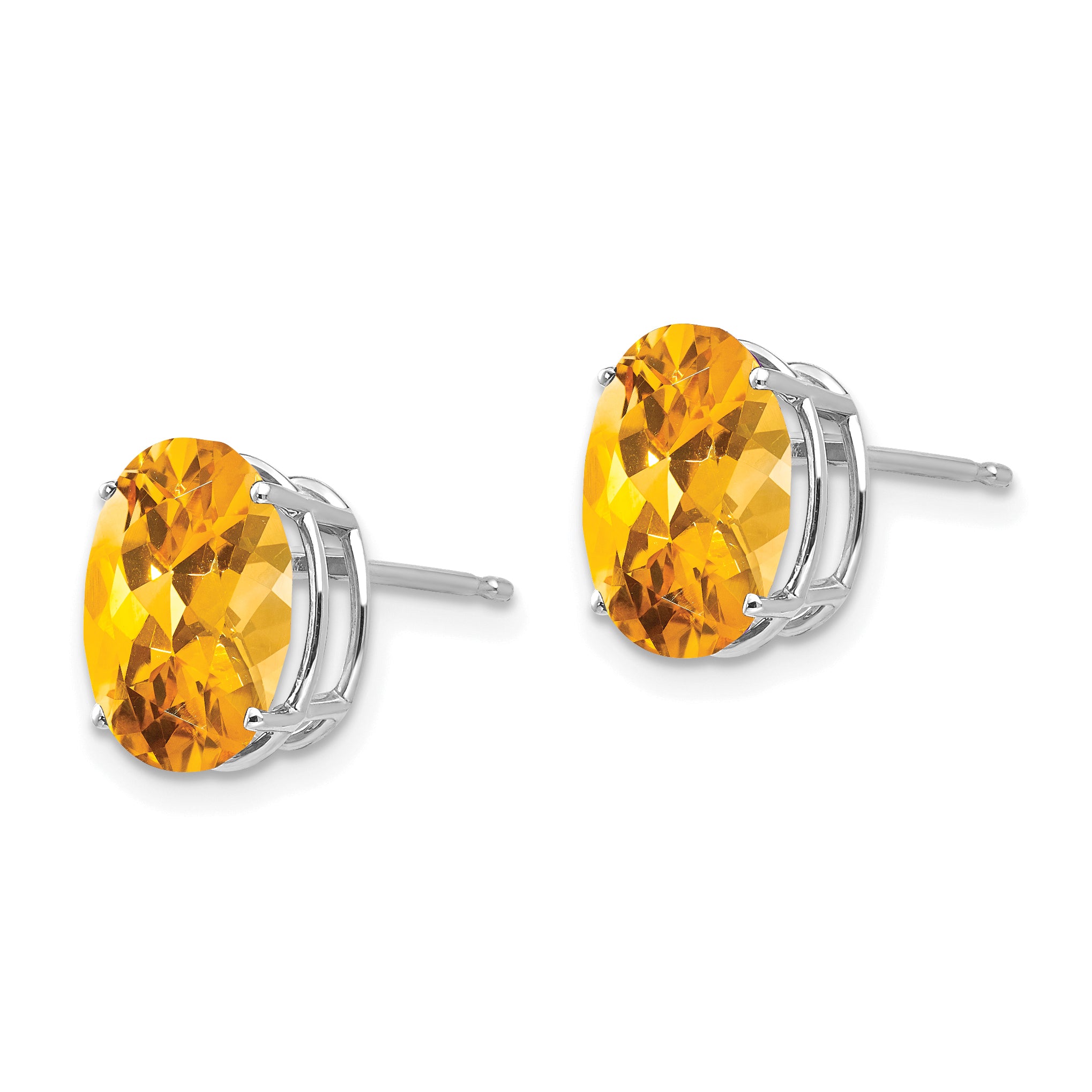 14k White Gold 10x8mm Oval Citrine Earrings Secondary image