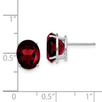 14k White Gold Garnet Oval Stud Earrings