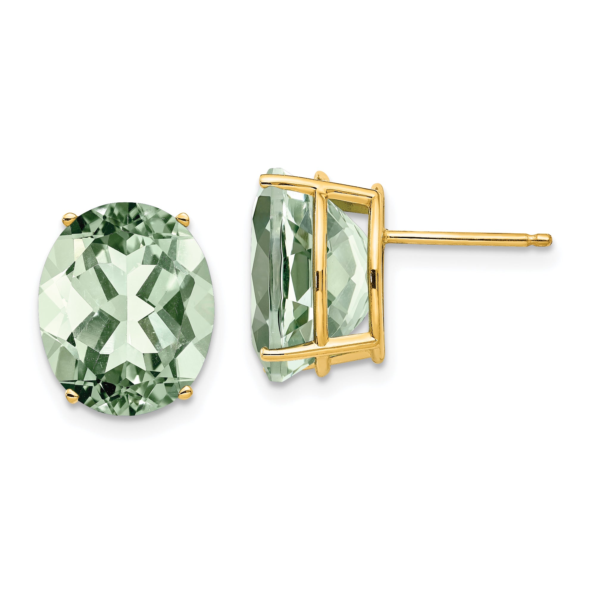 14k 12x10 Oval Green Quartz Earrings Main image
