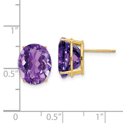 14k 12x10mm Oval Amethyst Earrings