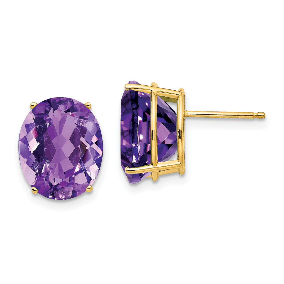 14k 12x10mm Oval Amethyst Earrings