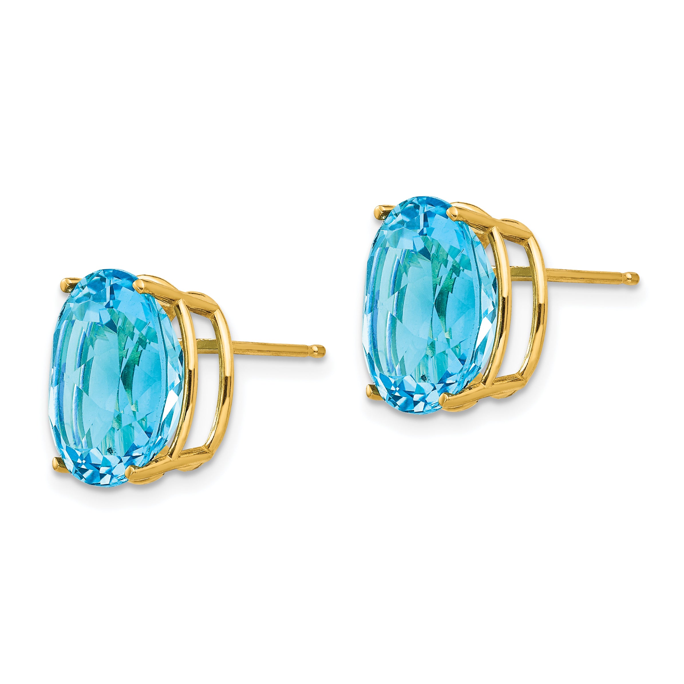 14k 12x10mm Oval Blue Topaz Earrings Secondary image
