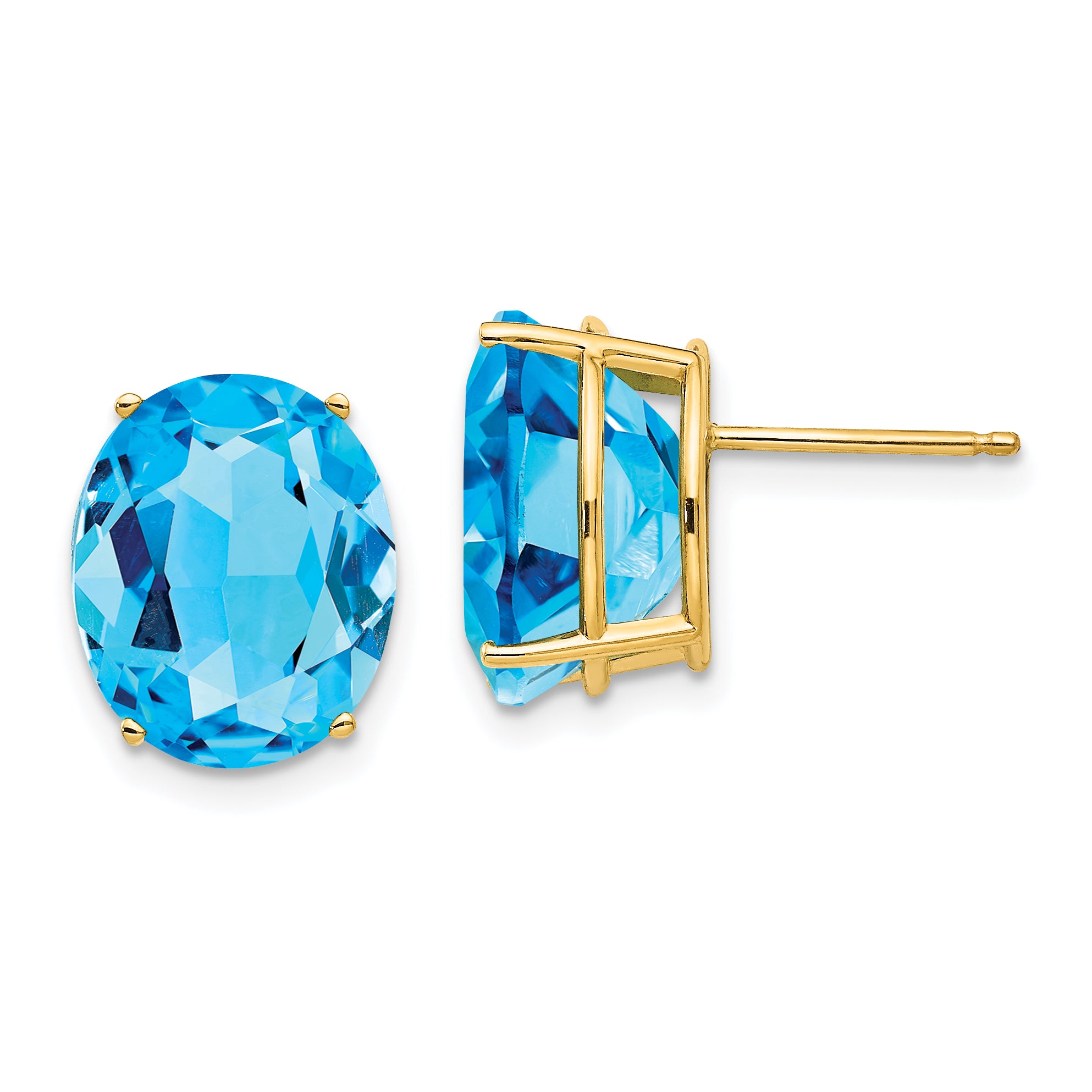14k 12x10mm Oval Blue Topaz Earrings Main image