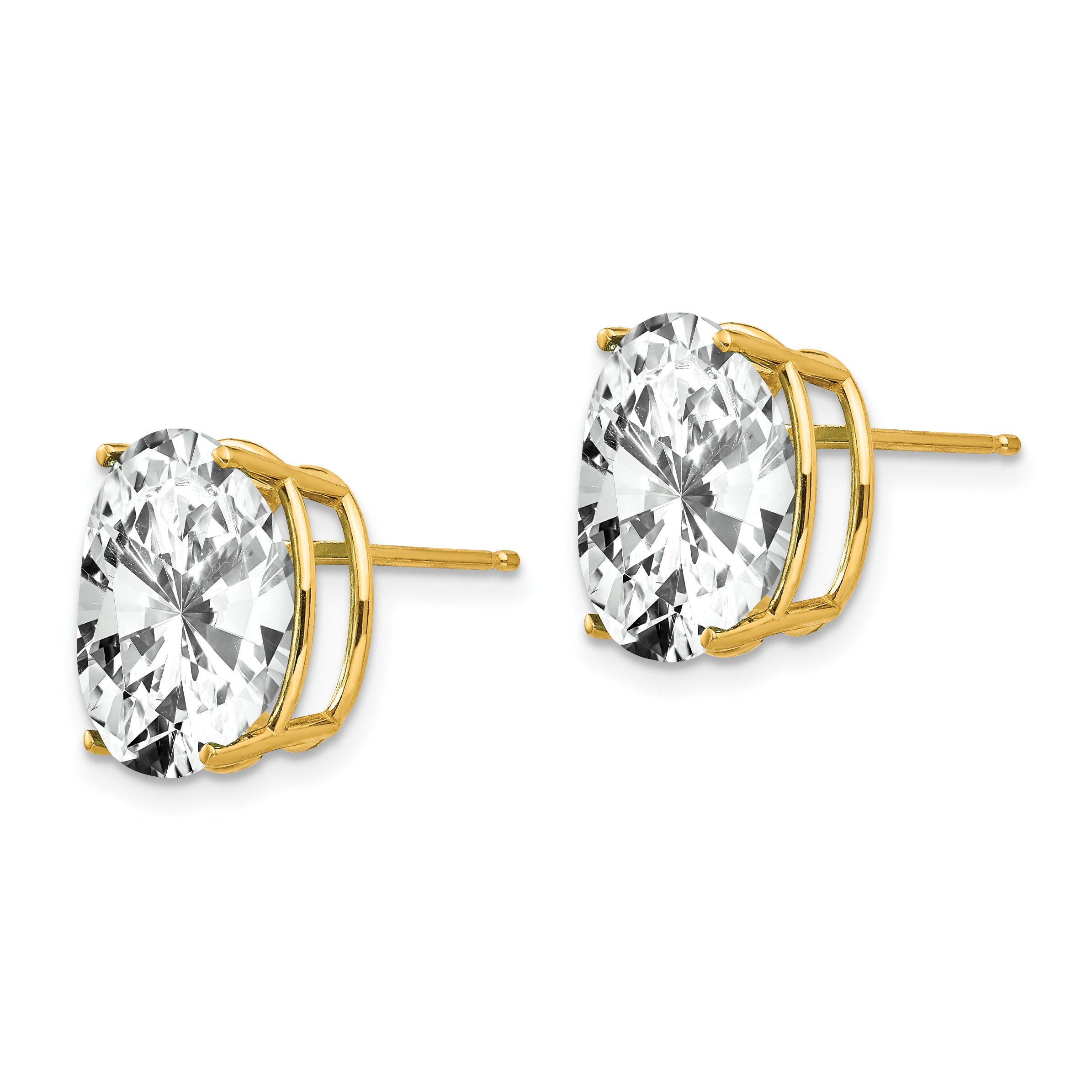 14k 12x10mm Oval Cubic Zirconia Earrings