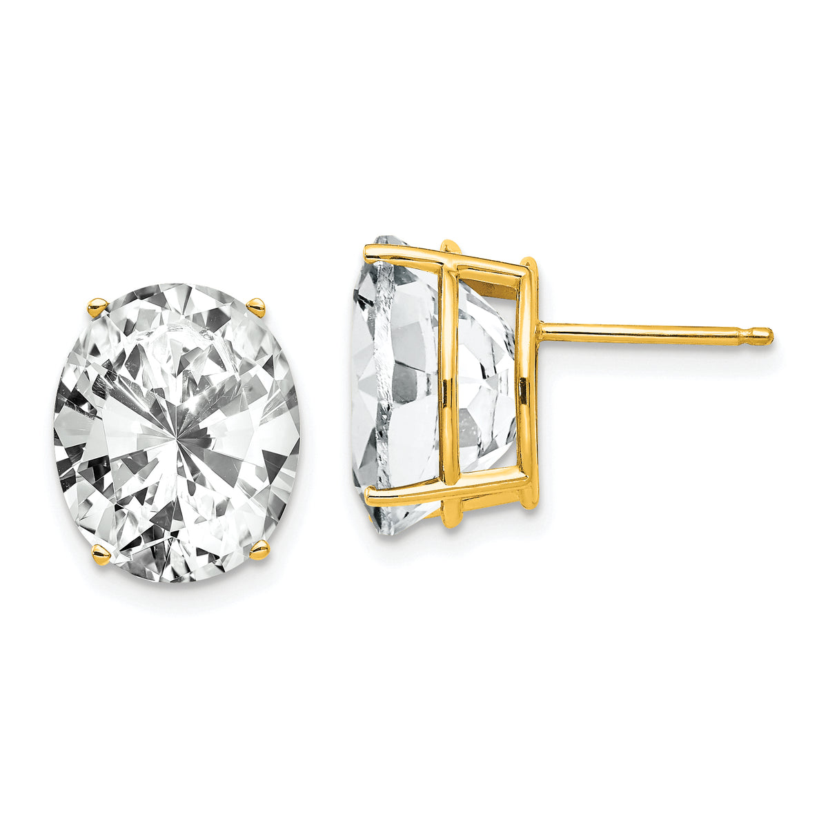 14k 12x10mm Oval Cubic Zirconia Earrings