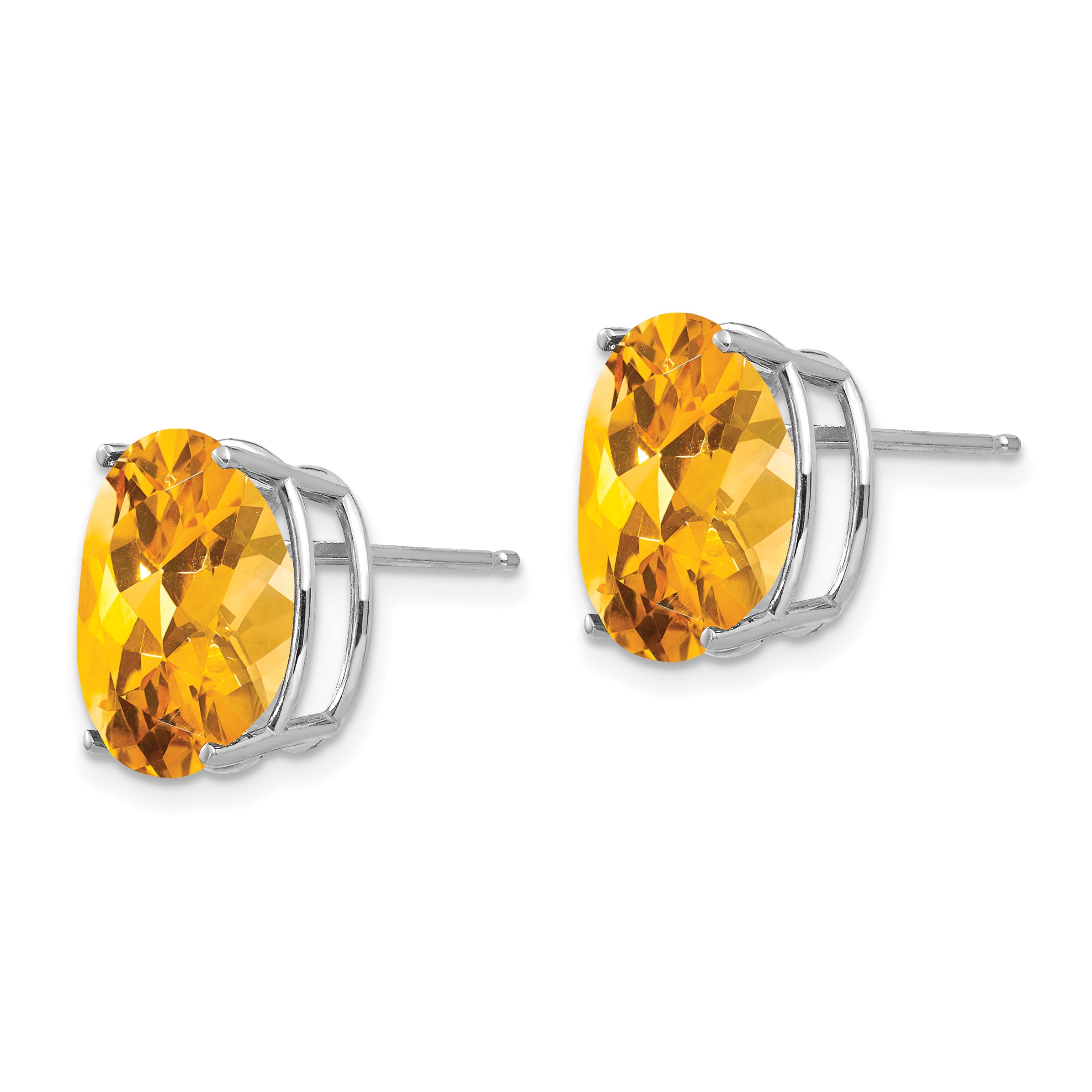 14k White Gold 12x10mm Oval Citrine Earrings Secondary image
