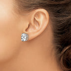 14k White Gold Cubic Zirconia Oval Stud Earrings