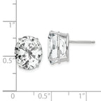 14k White Gold Cubic Zirconia Oval Stud Earrings