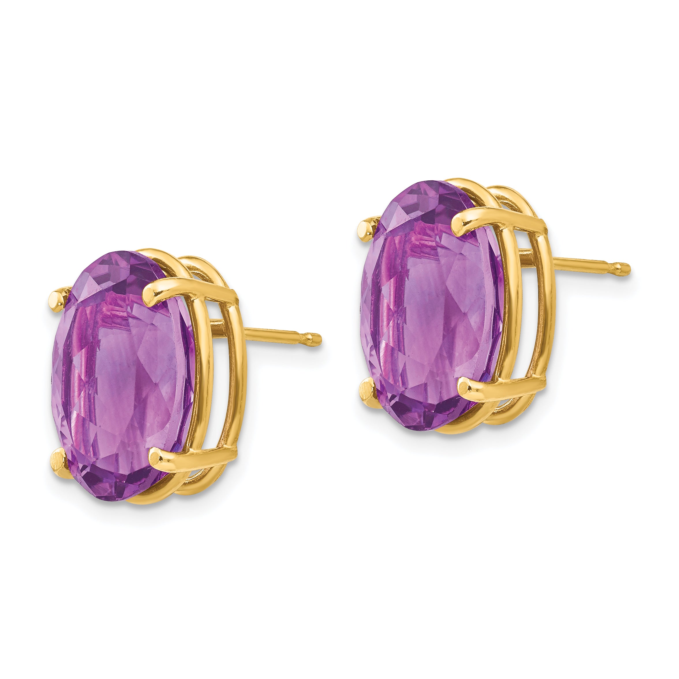 14k 14x10mm Oval Amethyst Earrings Secondary image