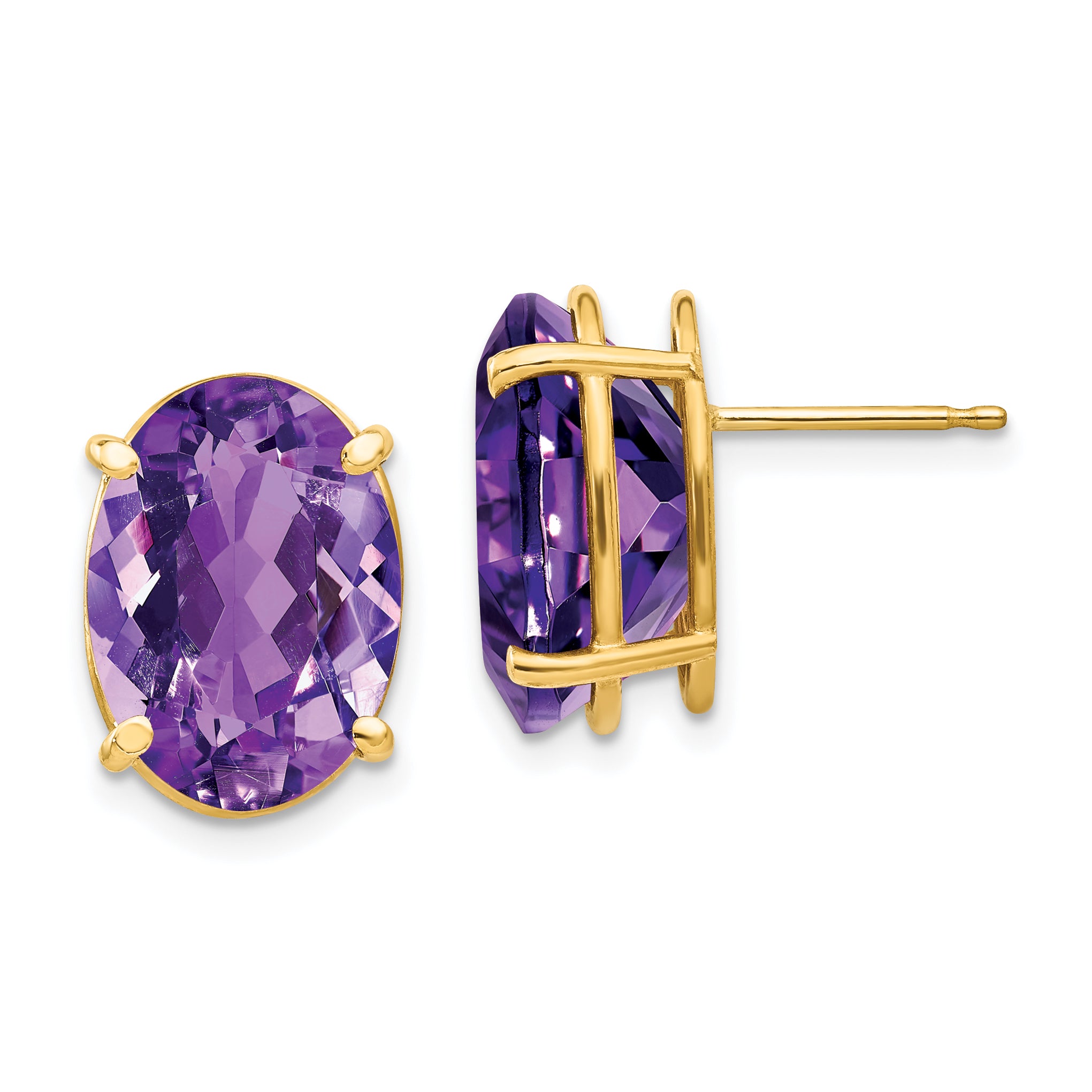 14k 14x10mm Oval Amethyst Earrings Main image