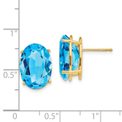 14k 14x10mm Oval Blue Topaz Earrings