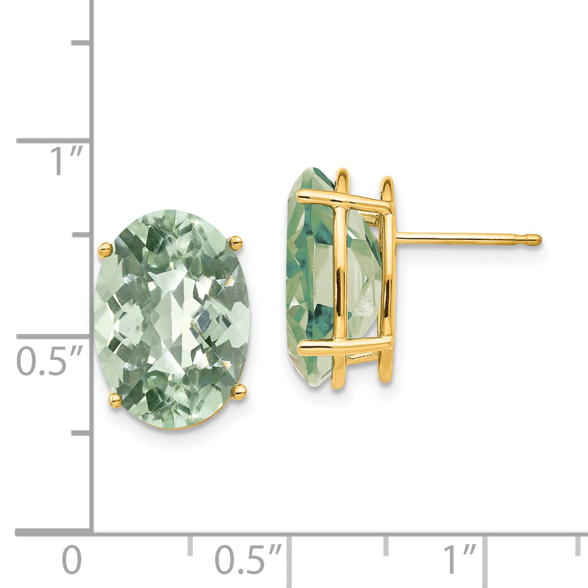 14k 14x10 Oval Checker-Cut Green Quartz Earrings Secondary image