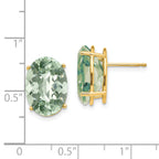 14k 14x10 Oval Checker-Cut Green Quartz Earrings