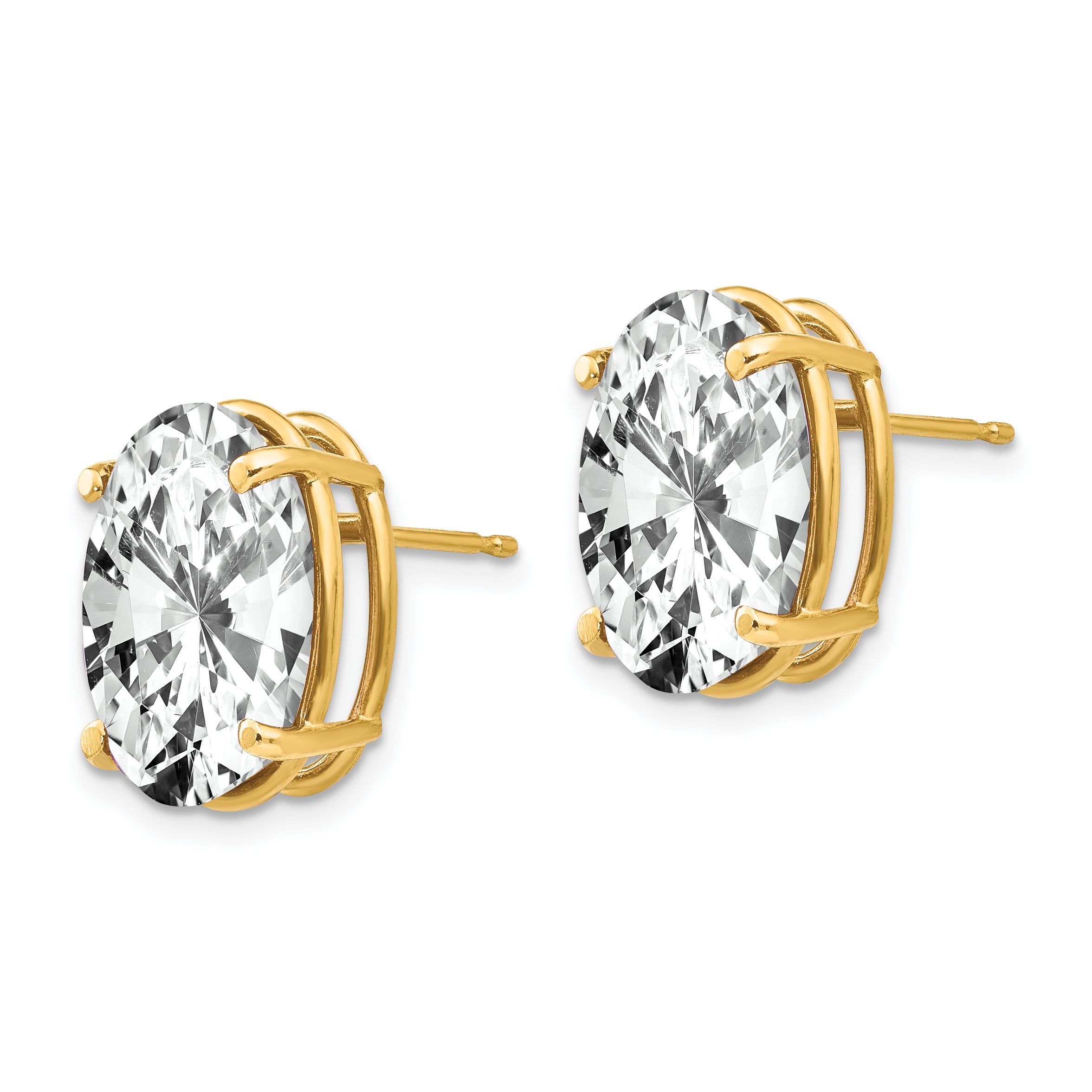 14k 14x10mm Oval Cubic Zirconia Earrings Secondary image