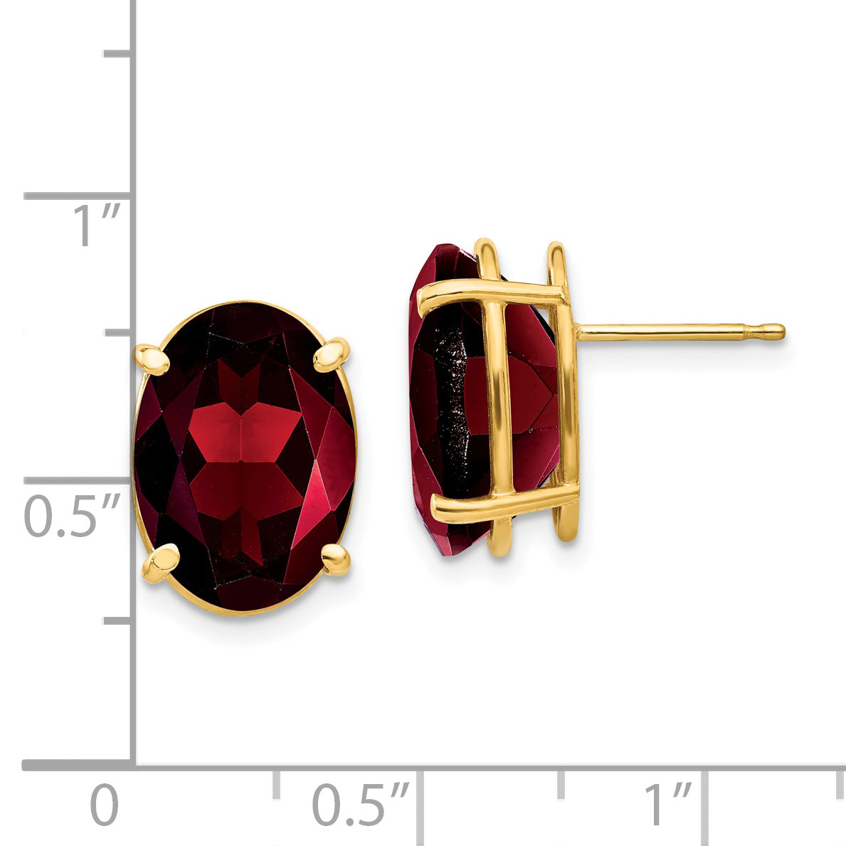 14k 14x10mm Oval Garnet Earrings