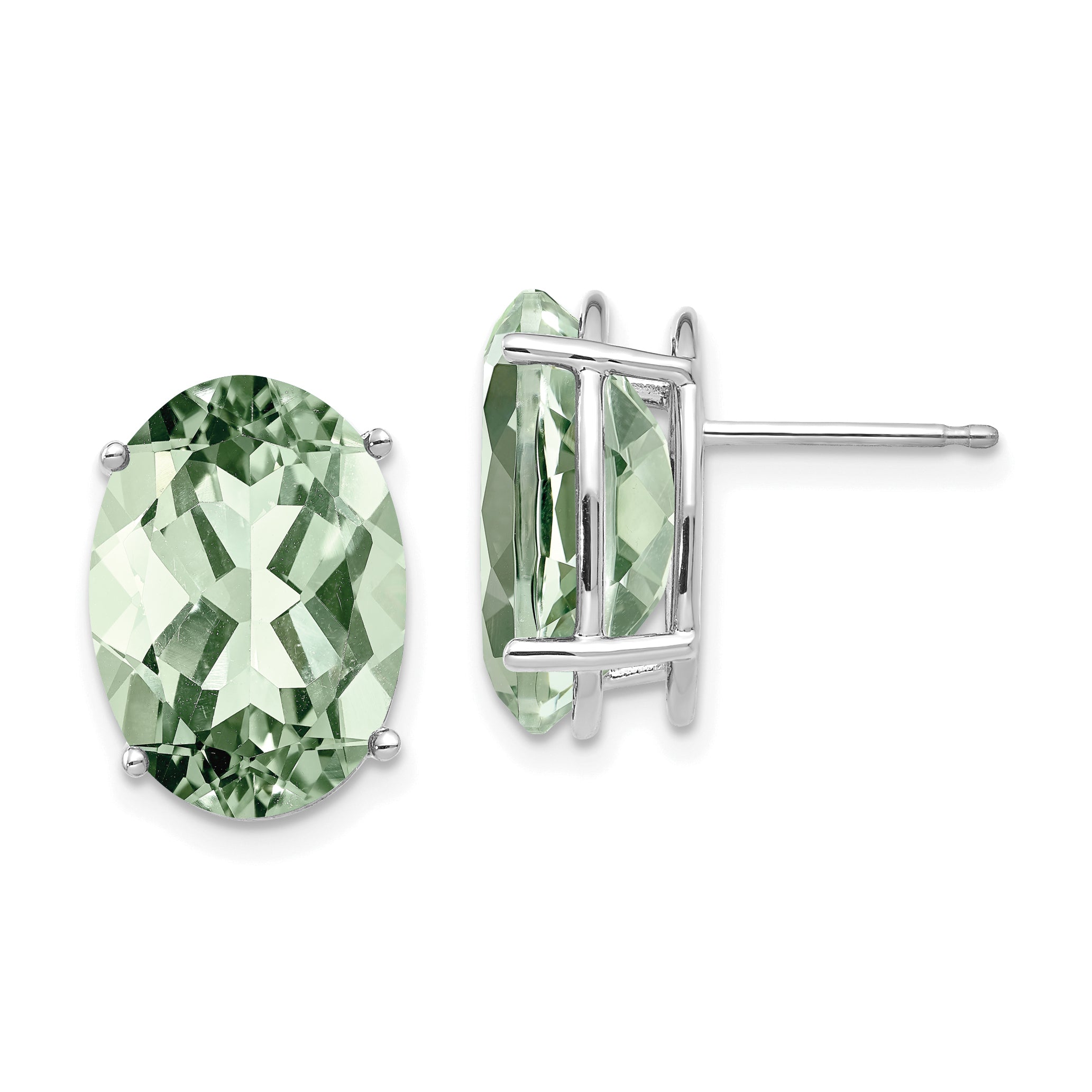14kw Oval 4-Prong 14 x 10mm Green Quartz Earrings Main image