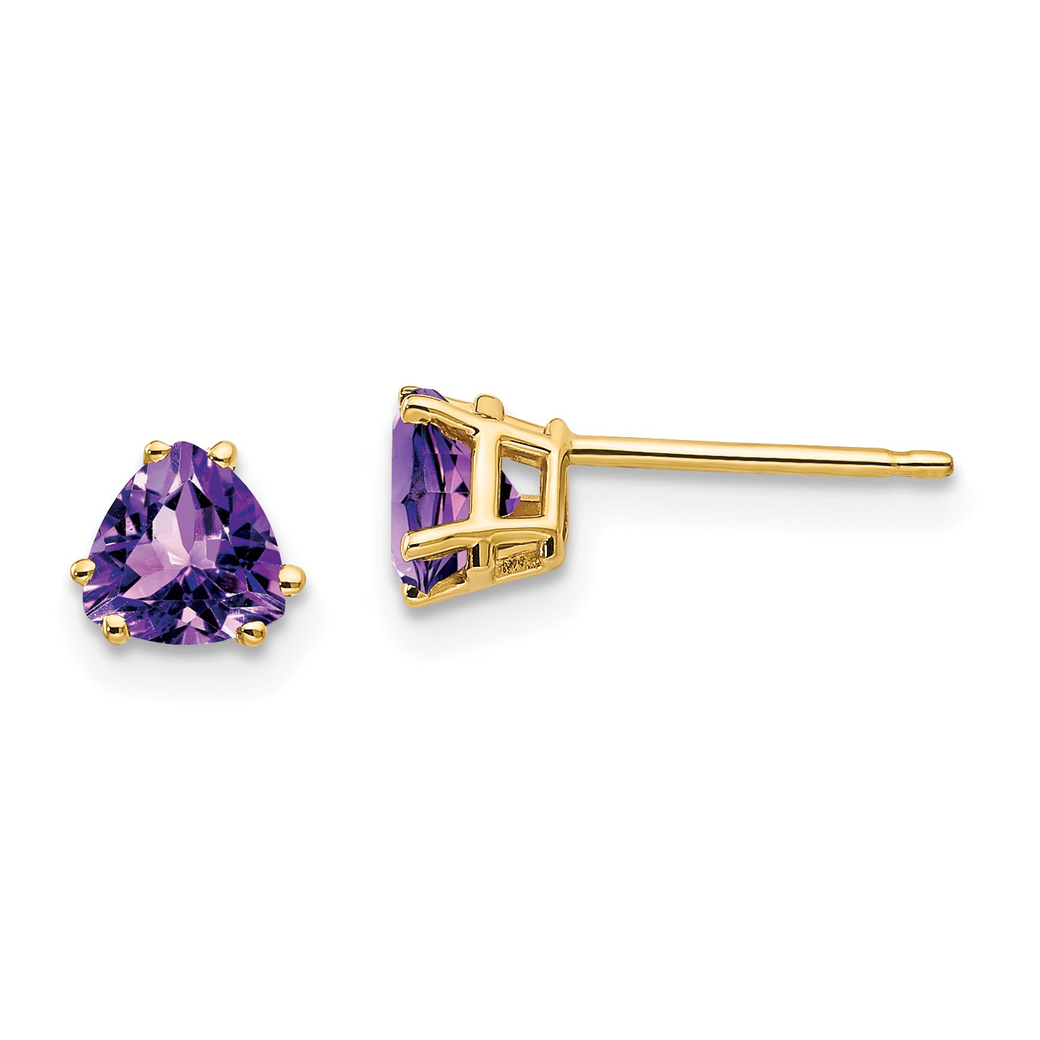 14k 5mm Trillion Amethyst Earrings Main image