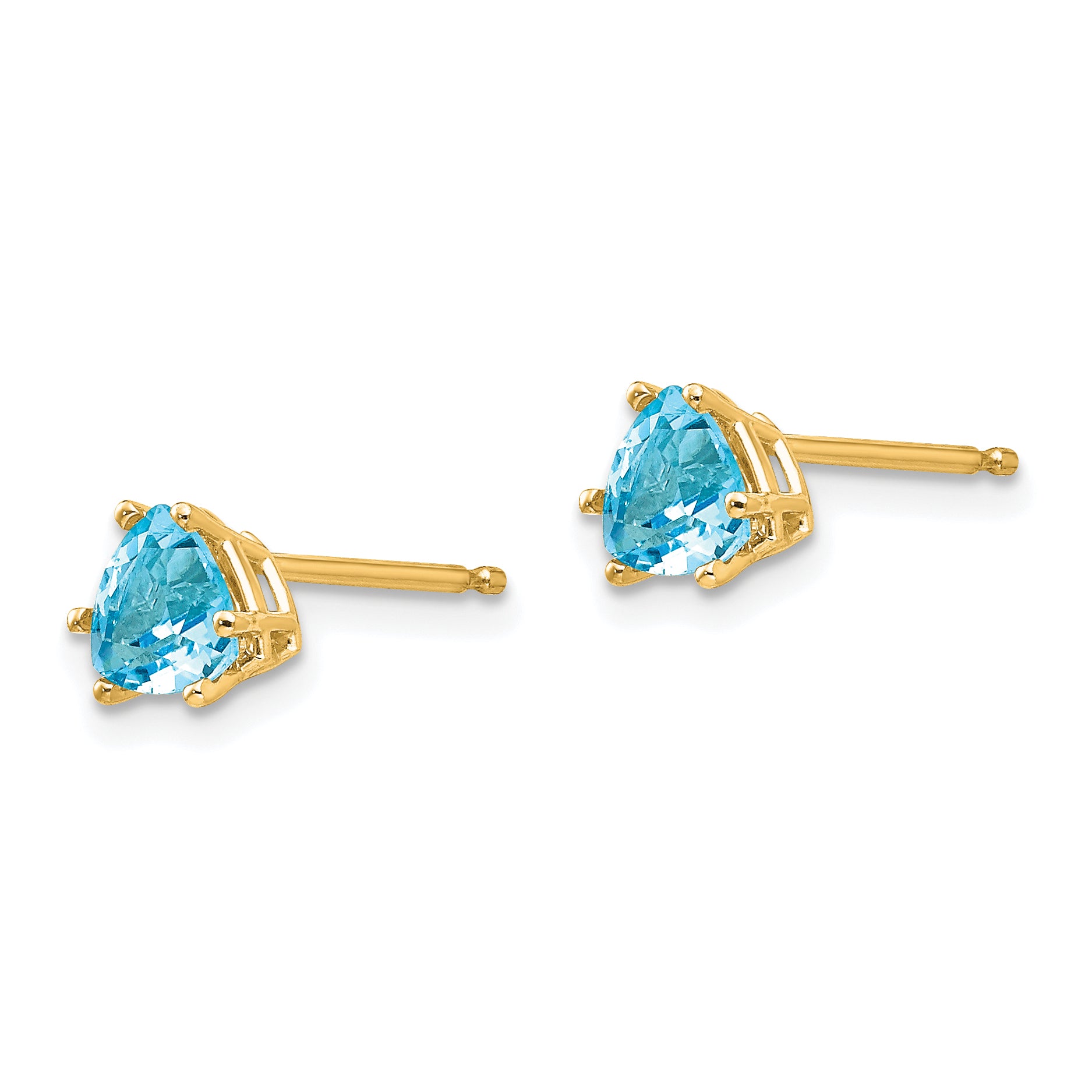 14k 5mm Trillion Blue Topaz Earrings Secondary image