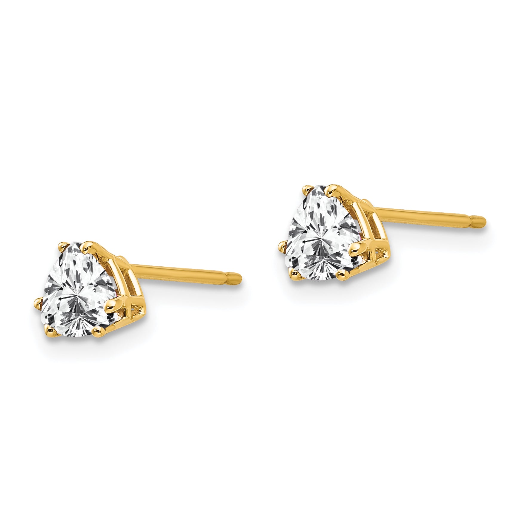 14k 5mm Trillion Cubic Zirconia Earrings Secondary image