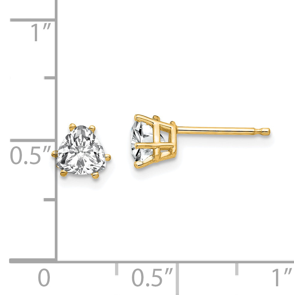 14k 5mm Trillion Cubic Zirconia Earrings