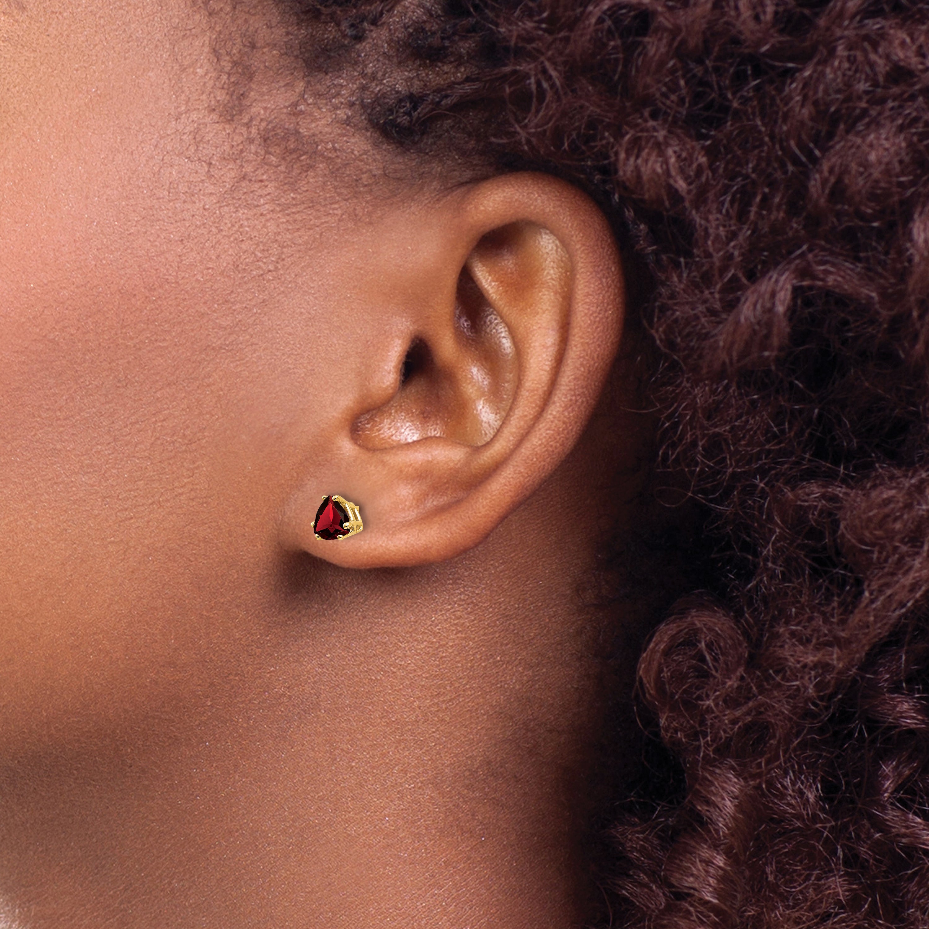 14k 5mm Trillion Garnet Earrings