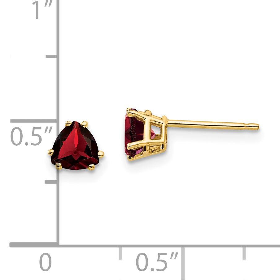 14k 5mm Trillion Garnet Earrings