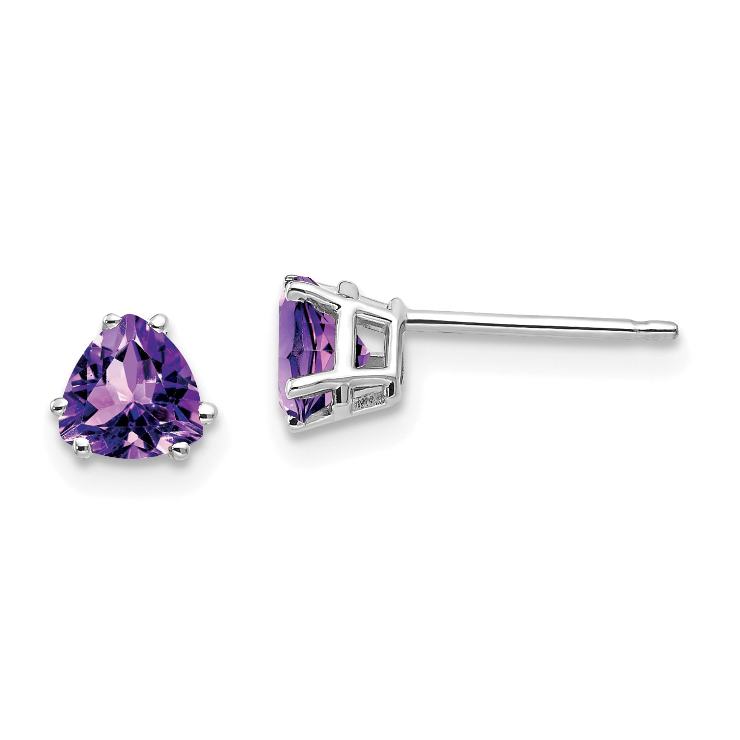 14k White Gold 5mm Trillion Amethyst Earrings Main image