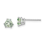 14kw 5mm Trillion Checker-Cut Green Quartz Earrings