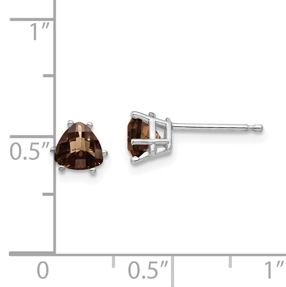 14kw 5mm Trillion Checker-Cut Smoky Quartz Earrings Secondary image