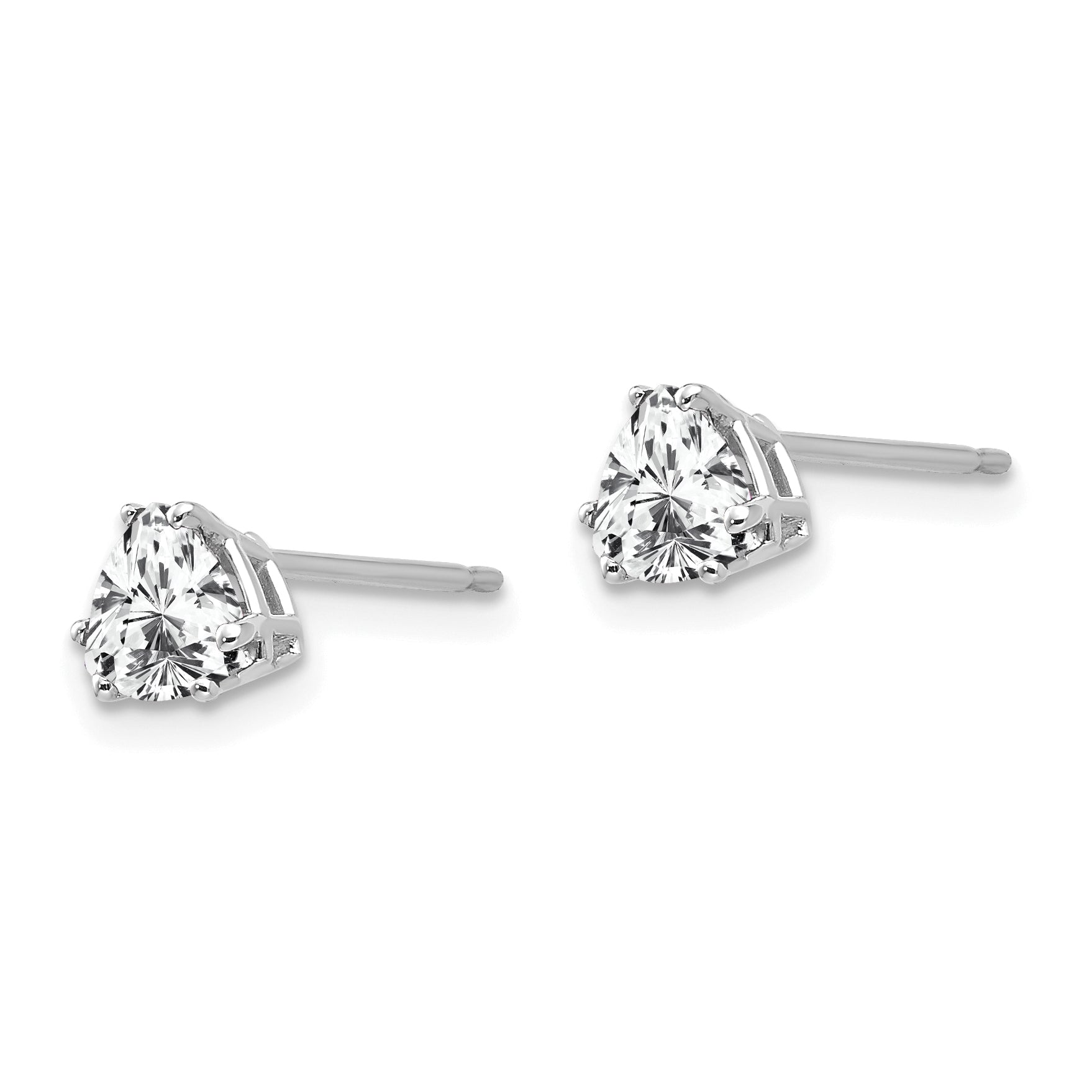 14k White Gold Cubic Zirconia Trillion Stud Earrings Secondary image