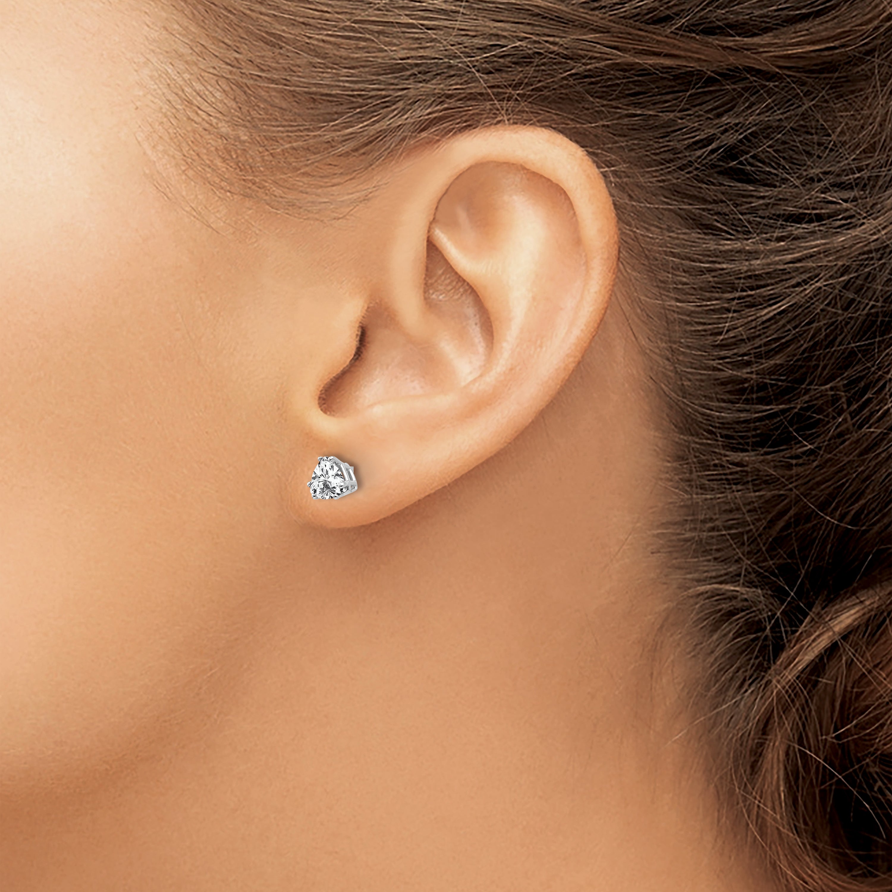 14k White Gold Cubic Zirconia Trillion Stud Earrings