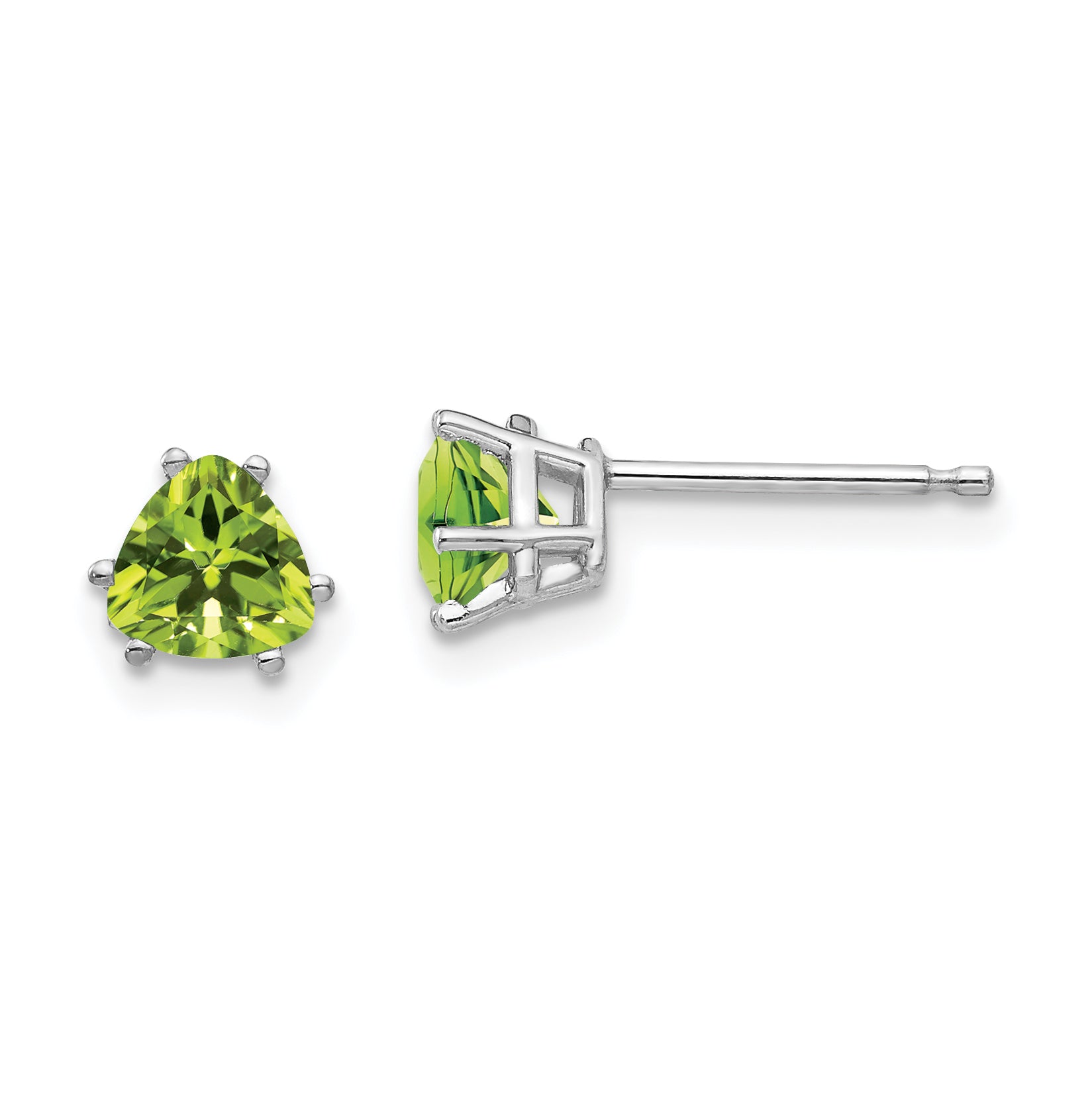 14k White Gold Peridot Trillion Stud Earrings Main image