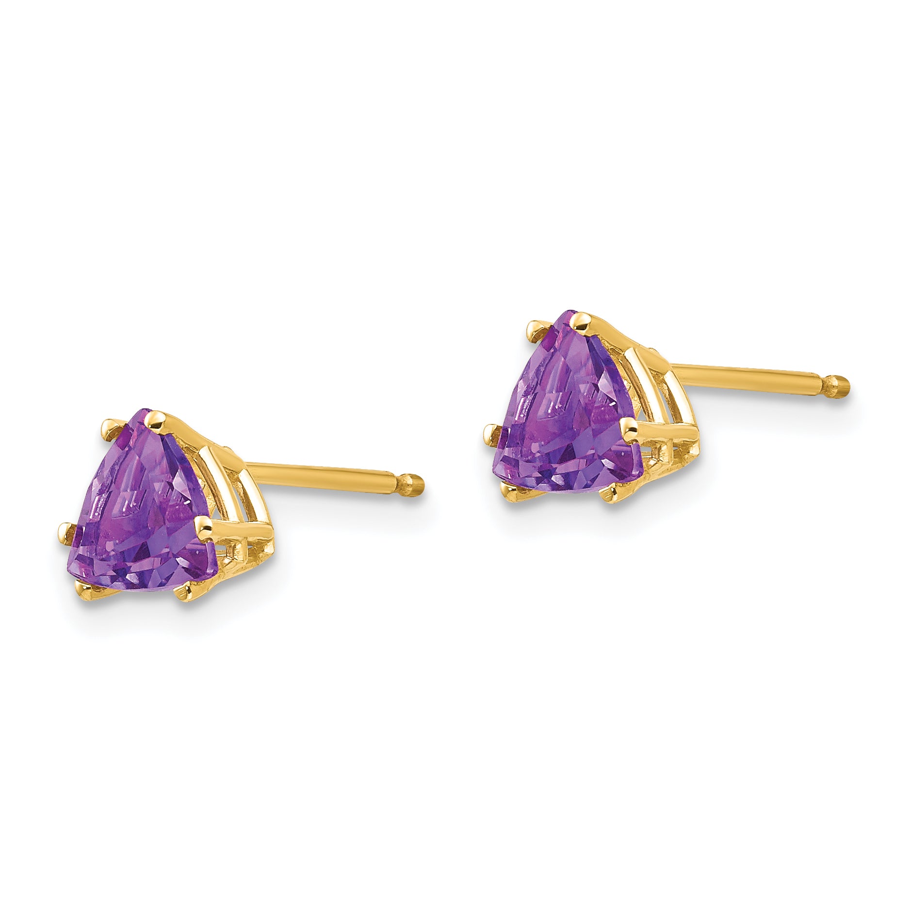 14k 6mm Trillion Amethyst Earrings Secondary image