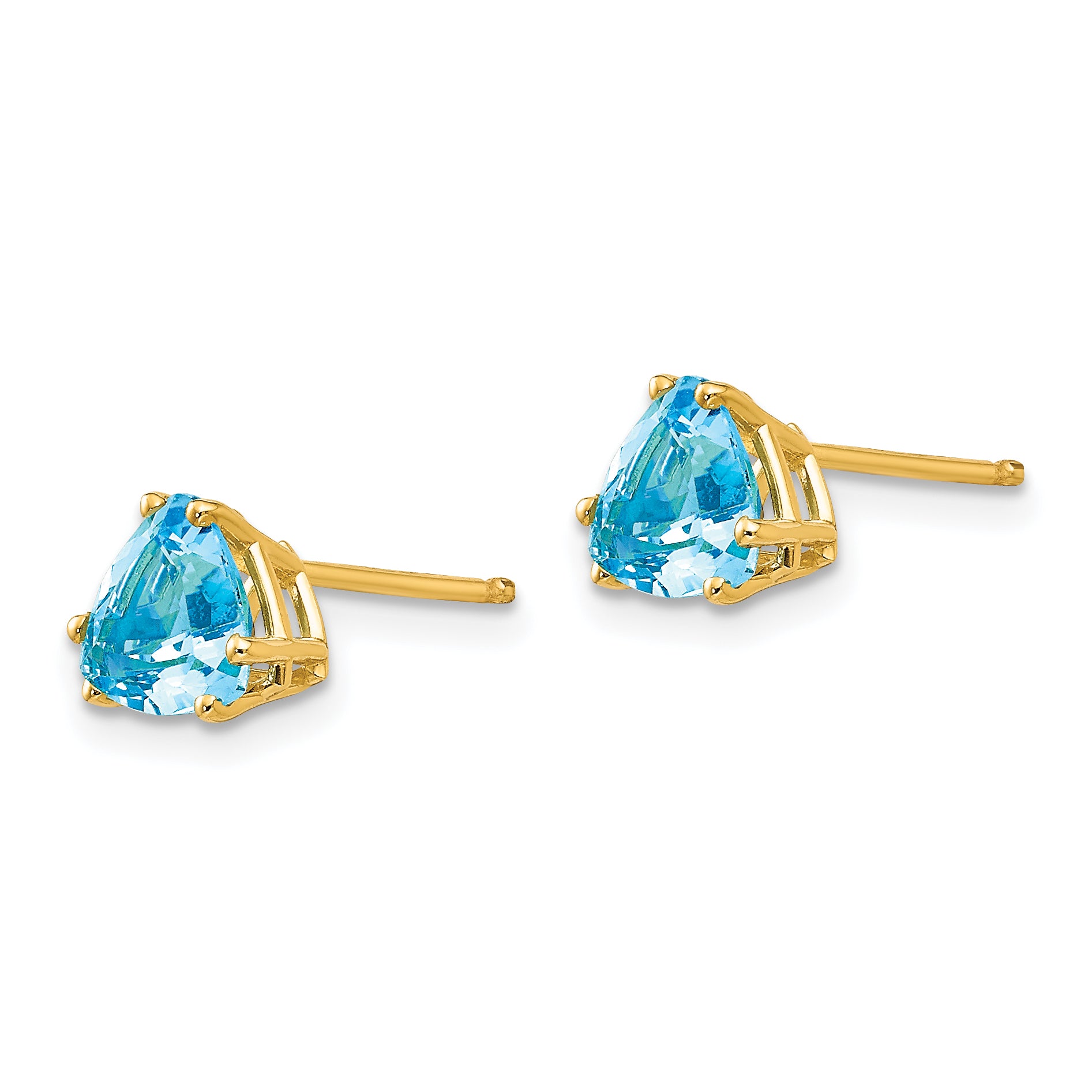 14k 6mm Trillion Blue Topaz Earrings Secondary image