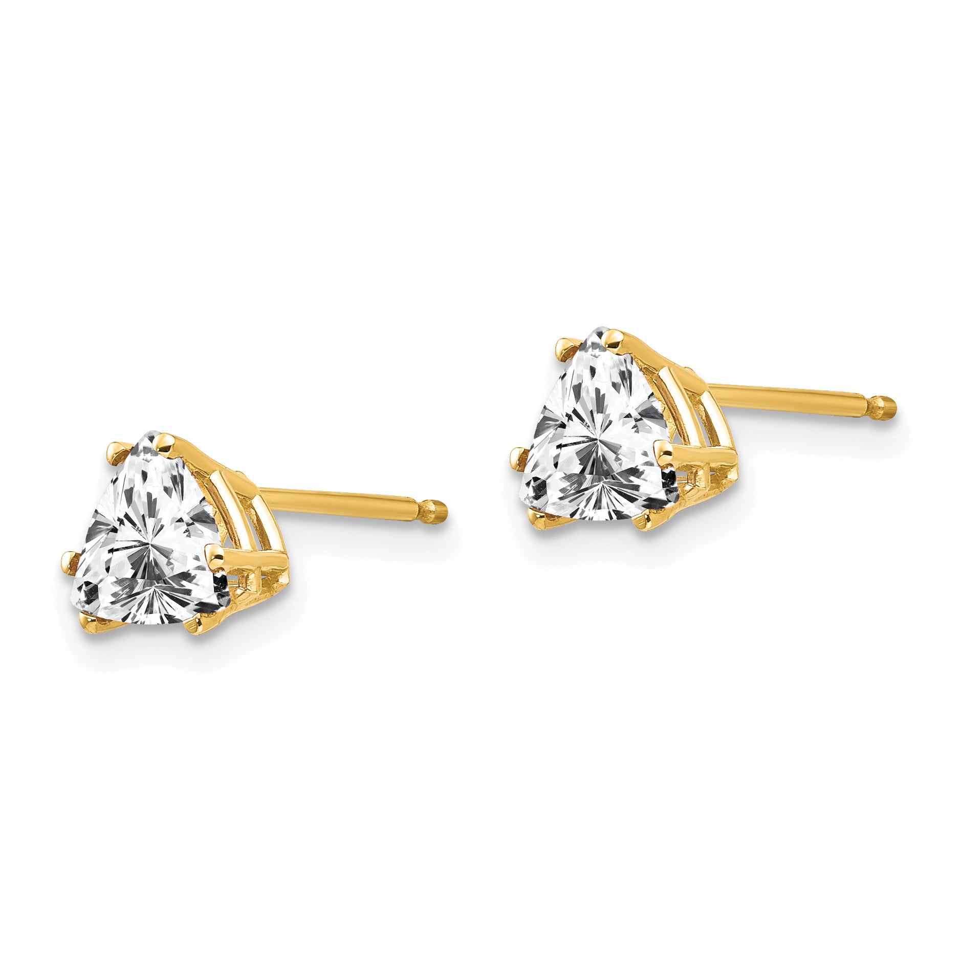 14k 6mm Trillion Cubic Zirconia Earrings Secondary image