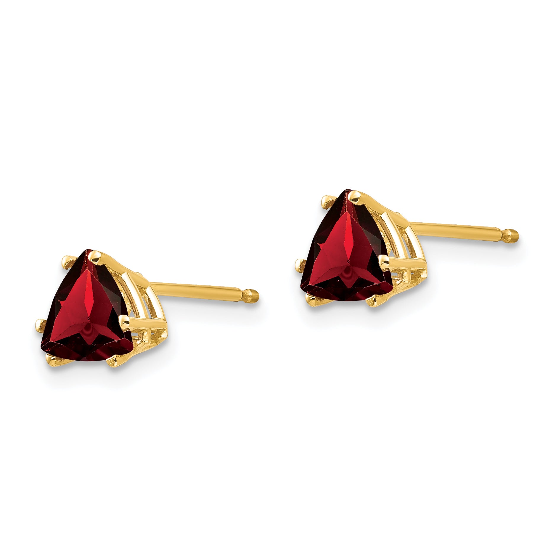 14k 6mm Trillion Garnet Earrings Secondary image