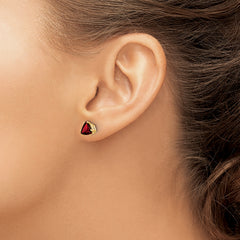 14k 6mm Trillion Garnet Earrings
